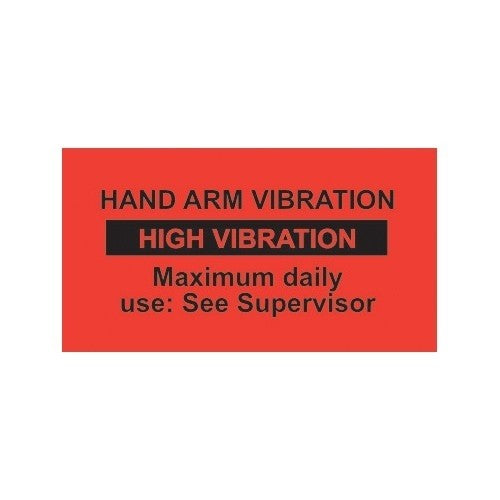 Hand-Arm Vibration Warning Labels, Red