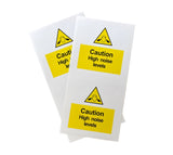 Caution High Noise Levels Labels - Supplied in packs of 30 & 66